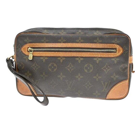 LOUIS VUITTON Marly Dragonne GM Clutch Hand Bag Monogram Brown M51825 62YH393 - Picture 1 of 13